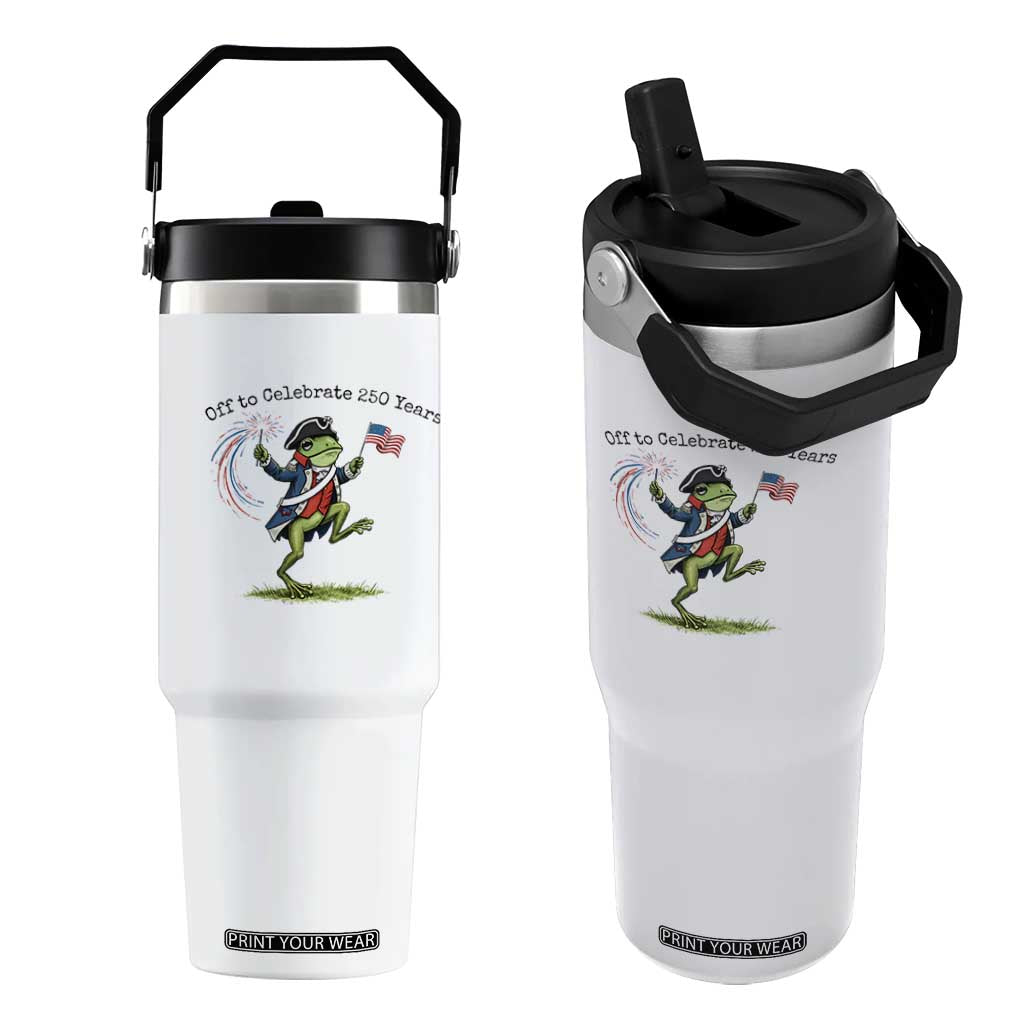 250th Anniversary USA Flip Straw Tumbler Funny Patriotic Frog USA Independence Day TS14 One Size: 30 oz White Print Your Wear