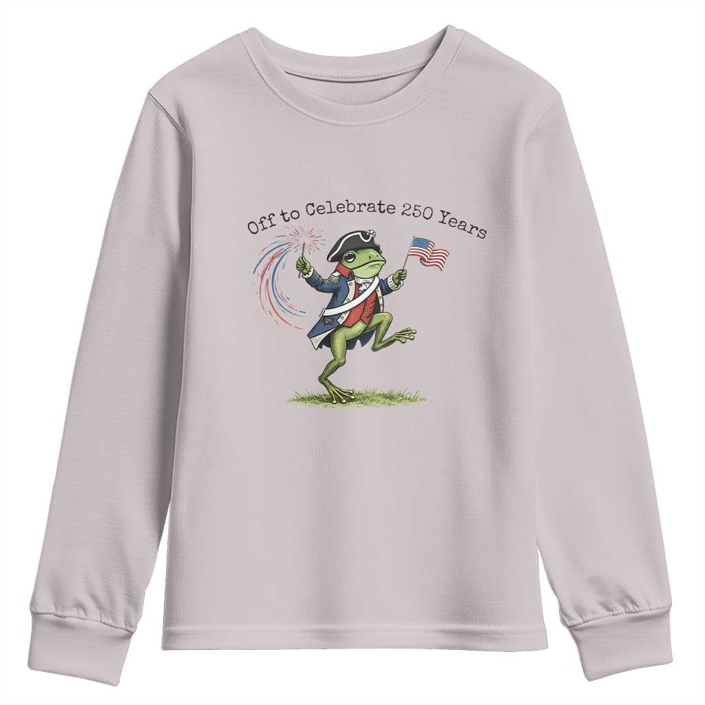 250th Anniversary USA Youth Sweatshirt Funny Patriotic Frog USA Independence Day TS14 Ice Gray Print Your Wear