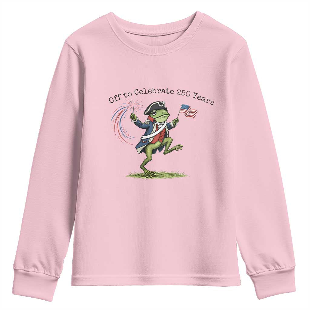250th Anniversary USA Youth Sweatshirt Funny Patriotic Frog USA Independence Day TS14 Light Pink Print Your Wear