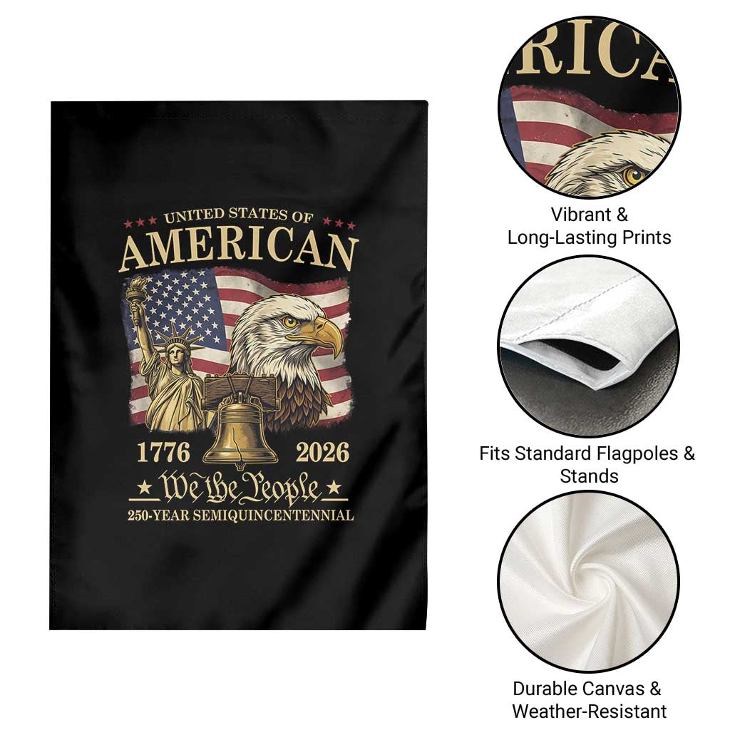 USA 250th Anniversary Garden Flag America 1776-2026 Patriotic Eagle Liberty Bell TS14 Print Your Wear