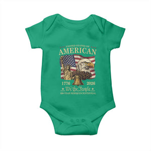 USA 250th Anniversary Baby Onesie America 1776-2026 Patriotic Eagle Liberty Bell TS14 Irish Green Print Your Wear