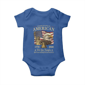 USA 250th Anniversary Baby Onesie America 1776-2026 Patriotic Eagle Liberty Bell TS14 Royal Blue Print Your Wear