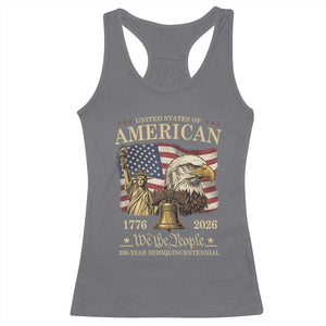 USA 250th Anniversary Racerback Tank Top America 1776-2026 Patriotic Eagle Liberty Bell TS14 Charcoal Print Your Wear