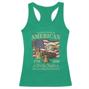 USA 250th Anniversary Racerback Tank Top America 1776-2026 Patriotic Eagle Liberty Bell TS14 Irish Green Print Your Wear
