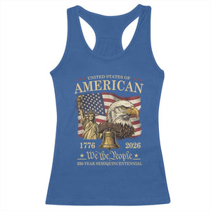 USA 250th Anniversary Racerback Tank Top America 1776-2026 Patriotic Eagle Liberty Bell TS14 Royal Blue Print Your Wear