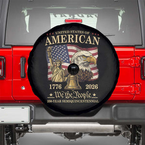 USA 250th Anniversary Spare Tire Cover America 1776-2026 Patriotic Eagle Liberty Bell TS14 Black Print Your Wear