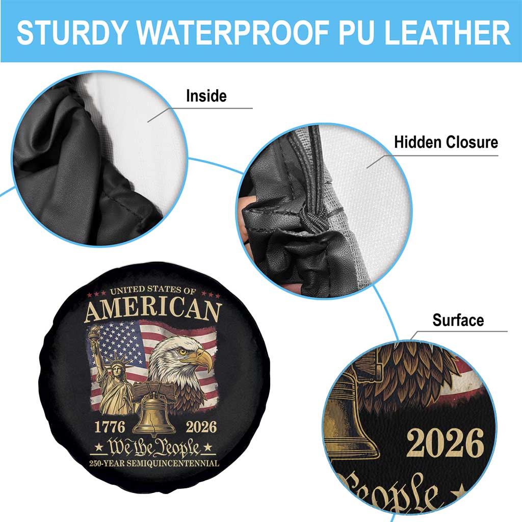 USA 250th Anniversary Spare Tire Cover America 1776-2026 Patriotic Eagle Liberty Bell TS14 Print Your Wear