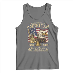USA 250th Anniversary Tank Top America 1776-2026 Patriotic Eagle Liberty Bell TS14 Black Heather Print Your Wear