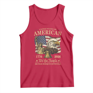 USA 250th Anniversary Tank Top America 1776-2026 Patriotic Eagle Liberty Bell TS14 Red Print Your Wear