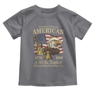 USA 250th Anniversary Toddler T Shirt America 1776-2026 Patriotic Eagle Liberty Bell TS14 Charcoal Print Your Wear