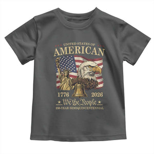 USA 250th Anniversary Toddler T Shirt America 1776-2026 Patriotic Eagle Liberty Bell TS14 Dark Heather Print Your Wear