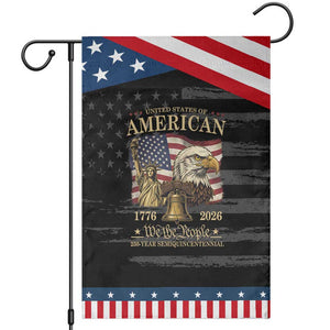 USA 250th Anniversary Patriotic Garden Flag America 1776-2026 Patriotic Eagle Liberty Bell TS14 Distressed Black Blue Print Your Wear