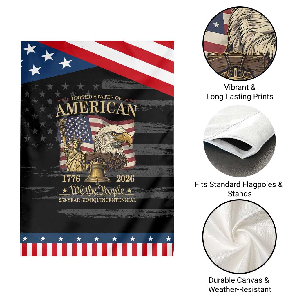 USA 250th Anniversary Patriotic Garden Flag America 1776-2026 Patriotic Eagle Liberty Bell TS14 Print Your Wear