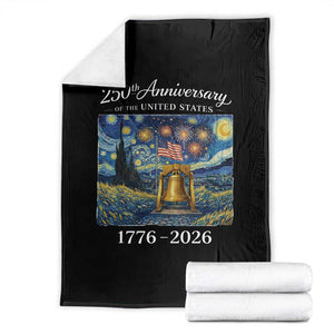 USA 250th Anniversary Throw Blanket Liberty Bell 17762026 Patriotic American Flag Starry Night TS14 Black Print Your Wear