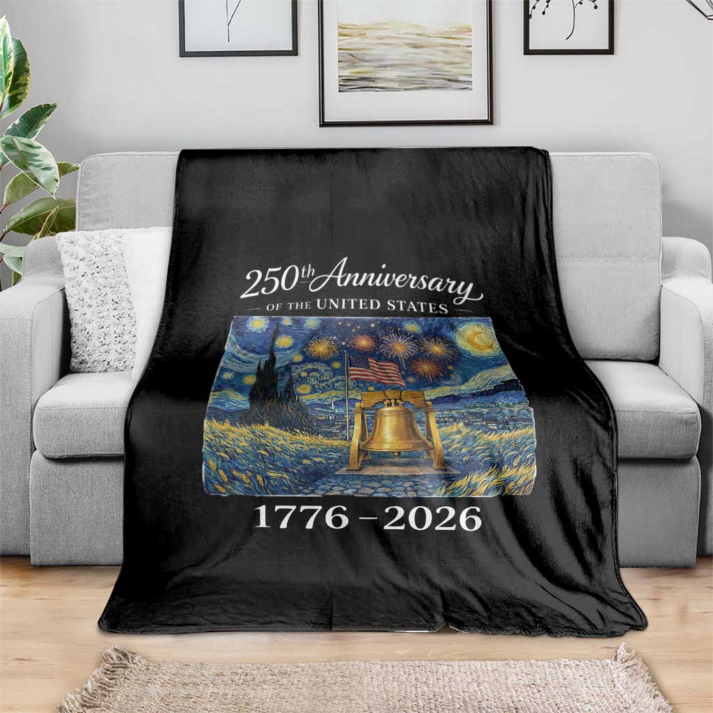 USA 250th Anniversary Throw Blanket Liberty Bell 17762026 Patriotic American Flag Starry Night TS14 Print Your Wear