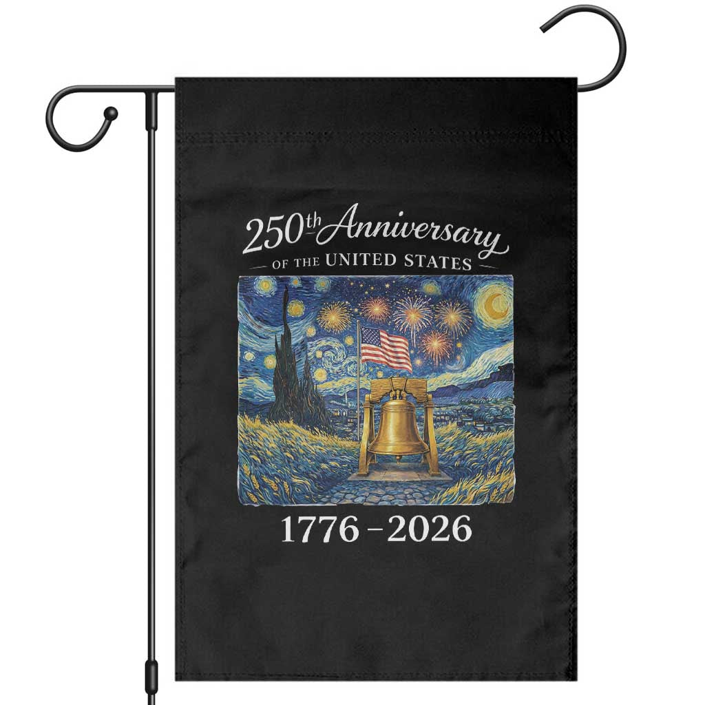 USA 250th Anniversary Garden Flag Liberty Bell 17762026 Patriotic American Flag Starry Night TS14 Black Print Your Wear