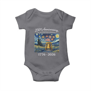 USA 250th Anniversary Baby Onesie Liberty Bell 17762026 Patriotic American Flag Starry Night TS14 Charcoal Print Your Wear