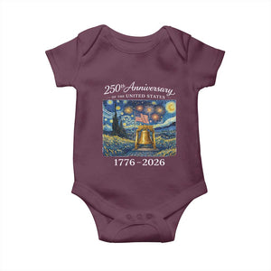 USA 250th Anniversary Baby Onesie Liberty Bell 17762026 Patriotic American Flag Starry Night TS14 Maroon Print Your Wear