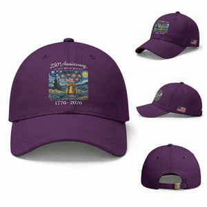 USA 250th Anniversary Baseball Cap Liberty Bell 17762026 Patriotic American Flag Starry Night TS14 Baseball Cap Universal Fit Purple Print Your Wear