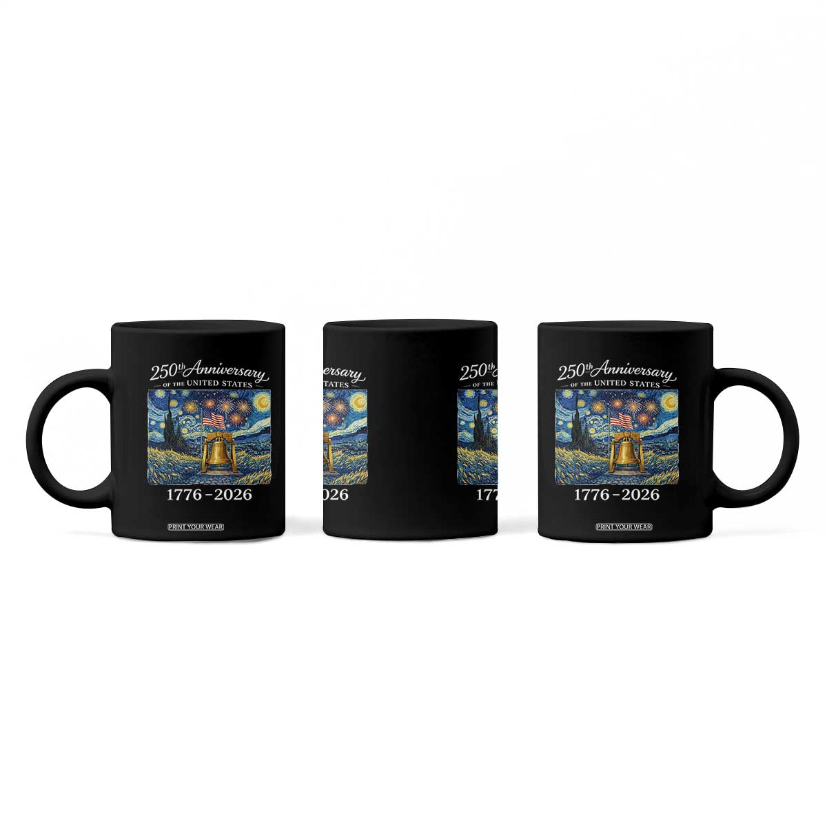 USA 250th Anniversary Coffee Mug Liberty Bell 17762026 Patriotic American Flag Starry Night TS14 Print Your Wear