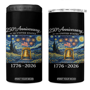 USA 250th Anniversary 4 in 1 Can Cooler Tumbler Liberty Bell 17762026 Patriotic American Flag Starry Night TS14 One Size: 16 oz Black Print Your Wear