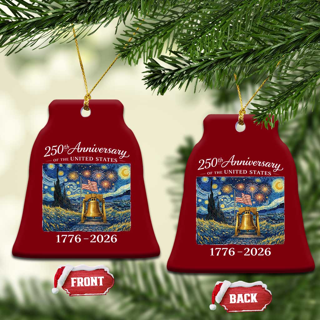 USA 250th Anniversary Ceramic Ornament Liberty Bell 17762026 Patriotic American Flag Starry Night TS14 Print Your Wear