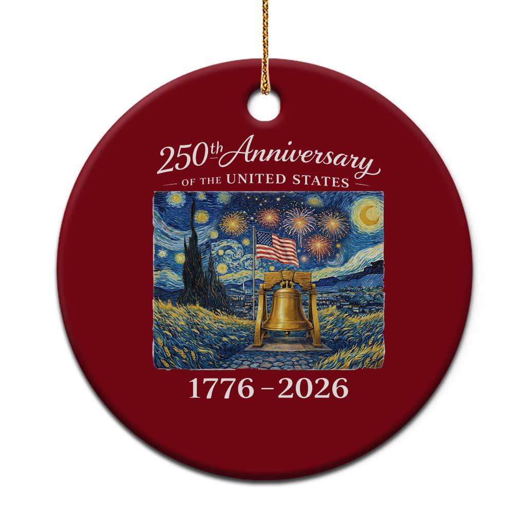 USA 250th Anniversary Ceramic Ornament Liberty Bell 17762026 Patriotic American Flag Starry Night TS14 1pc Red Print Your Wear