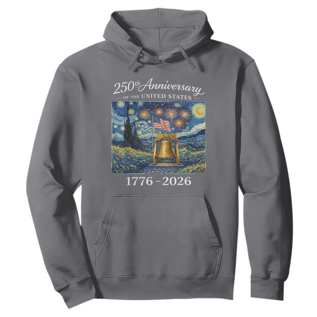 USA 250th Anniversary Hoodie Liberty Bell 17762026 Patriotic American Flag Starry Night TS14 Charcoal Print Your Wear