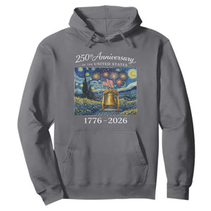 USA 250th Anniversary Hoodie Liberty Bell 17762026 Patriotic American Flag Starry Night TS14 Charcoal Print Your Wear