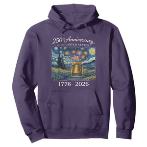 USA 250th Anniversary Hoodie Liberty Bell 17762026 Patriotic American Flag Starry Night TS14 Purple Print Your Wear