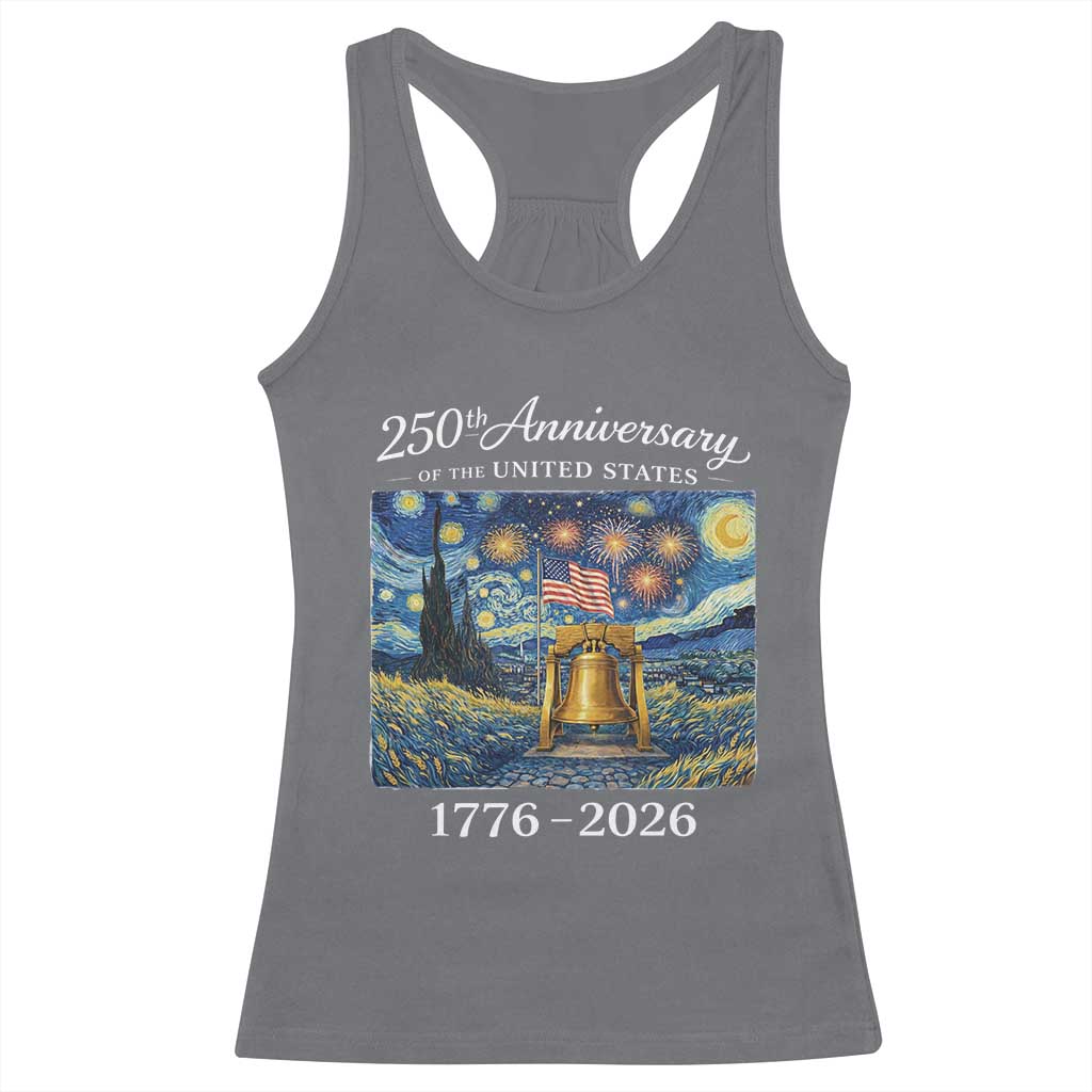 USA 250th Anniversary Racerback Tank Top Liberty Bell 17762026 Patriotic American Flag Starry Night TS14 Charcoal Print Your Wear