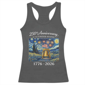 USA 250th Anniversary Racerback Tank Top Liberty Bell 17762026 Patriotic American Flag Starry Night TS14 Dark Heather Print Your Wear