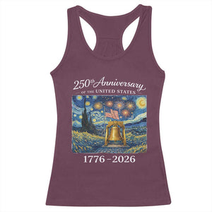 USA 250th Anniversary Racerback Tank Top Liberty Bell 17762026 Patriotic American Flag Starry Night TS14 Maroon Print Your Wear