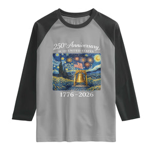 USA 250th Anniversary Raglan Shirt Liberty Bell 17762026 Patriotic American Flag Starry Night TS14 Sport Gray Black Print Your Wear