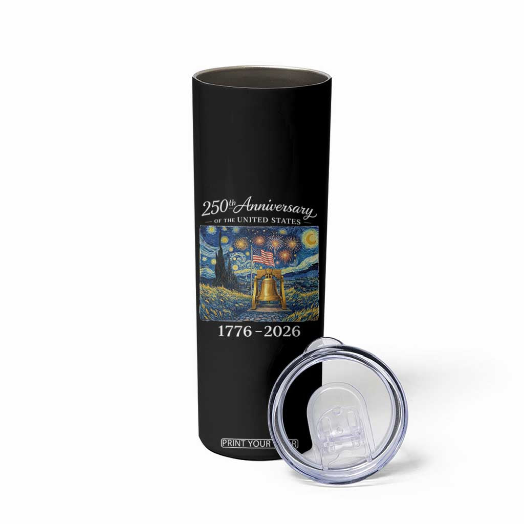 USA 250th Anniversary Skinny Tumbler Liberty Bell 17762026 Patriotic American Flag Starry Night TS14 Print Your Wear