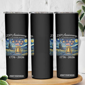 USA 250th Anniversary Skinny Tumbler Liberty Bell 17762026 Patriotic American Flag Starry Night TS14 Print Your Wear