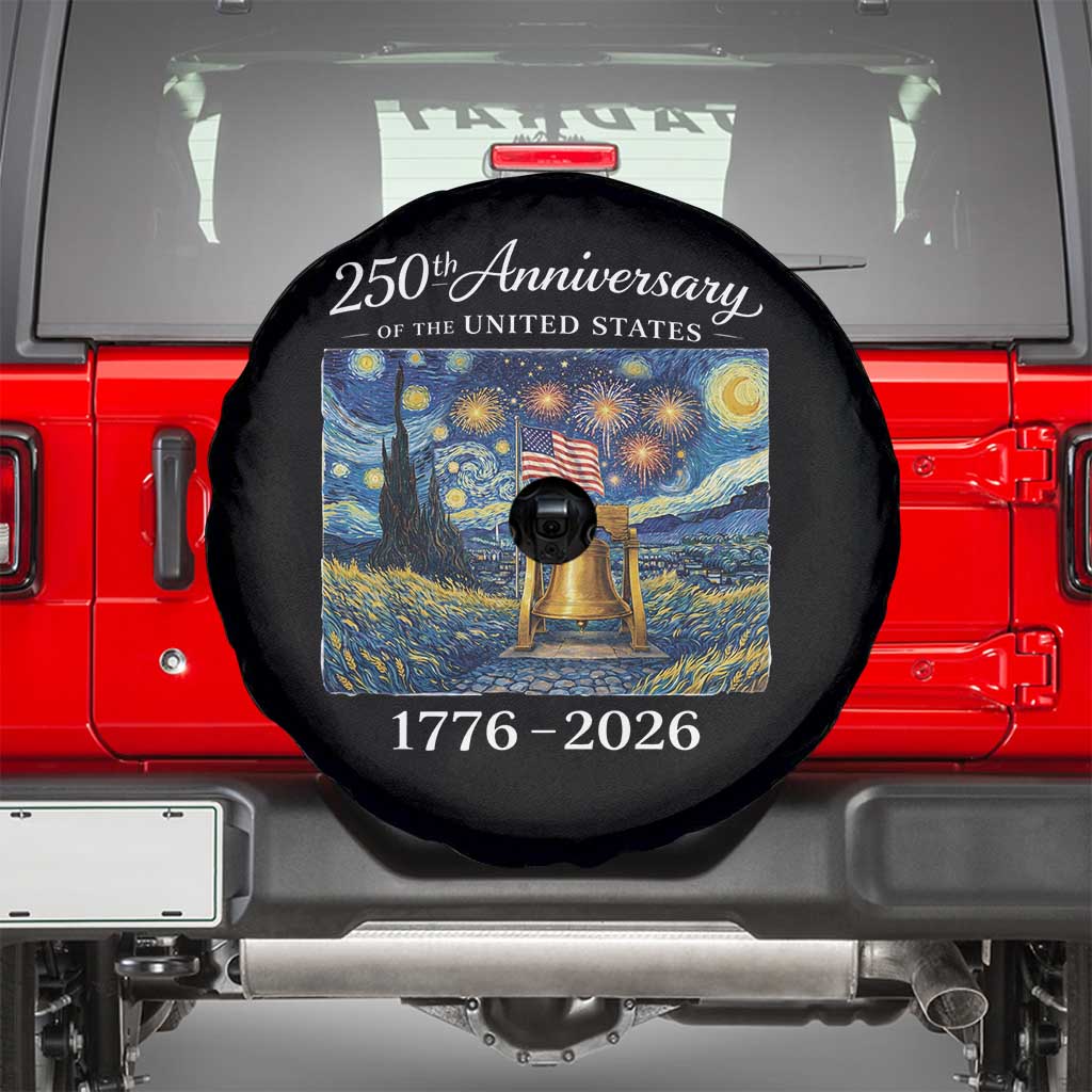 USA 250th Anniversary Spare Tire Cover Liberty Bell 17762026 Patriotic American Flag Starry Night TS14 Black Print Your Wear