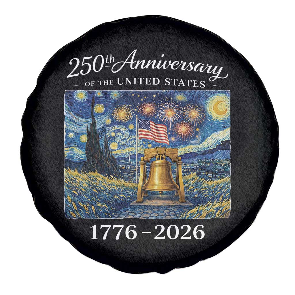 USA 250th Anniversary Spare Tire Cover Liberty Bell 17762026 Patriotic American Flag Starry Night TS14 Print Your Wear