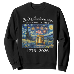 USA 250th Anniversary Sweatshirt Liberty Bell 17762026 Patriotic American Flag Starry Night TS14 Black Print Your Wear