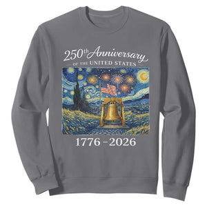 USA 250th Anniversary Sweatshirt Liberty Bell 17762026 Patriotic American Flag Starry Night TS14 Charcoal Print Your Wear