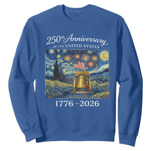 USA 250th Anniversary Sweatshirt Liberty Bell 17762026 Patriotic American Flag Starry Night TS14 Royal Blue Print Your Wear