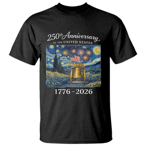 USA 250th Anniversary T Shirt Liberty Bell 17762026 Patriotic American Flag Starry Night TS14 Black Print Your Wear