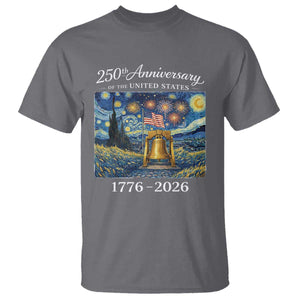 USA 250th Anniversary T Shirt Liberty Bell 17762026 Patriotic American Flag Starry Night TS14 Charcoal Print Your Wear