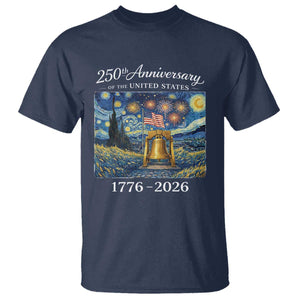 USA 250th Anniversary T Shirt Liberty Bell 17762026 Patriotic American Flag Starry Night TS14 Navy Print Your Wear