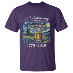 USA 250th Anniversary T Shirt Liberty Bell 17762026 Patriotic American Flag Starry Night TS14 Purple Print Your Wear