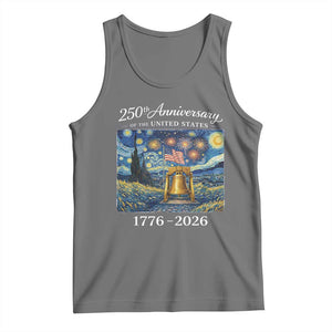USA 250th Anniversary Tank Top Liberty Bell 17762026 Patriotic American Flag Starry Night TS14 Black Heather Print Your Wear