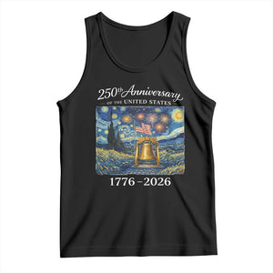 USA 250th Anniversary Tank Top Liberty Bell 17762026 Patriotic American Flag Starry Night TS14 Black Print Your Wear