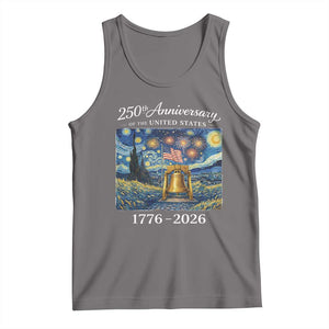 USA 250th Anniversary Tank Top Liberty Bell 17762026 Patriotic American Flag Starry Night TS14 Deep Heather Print Your Wear