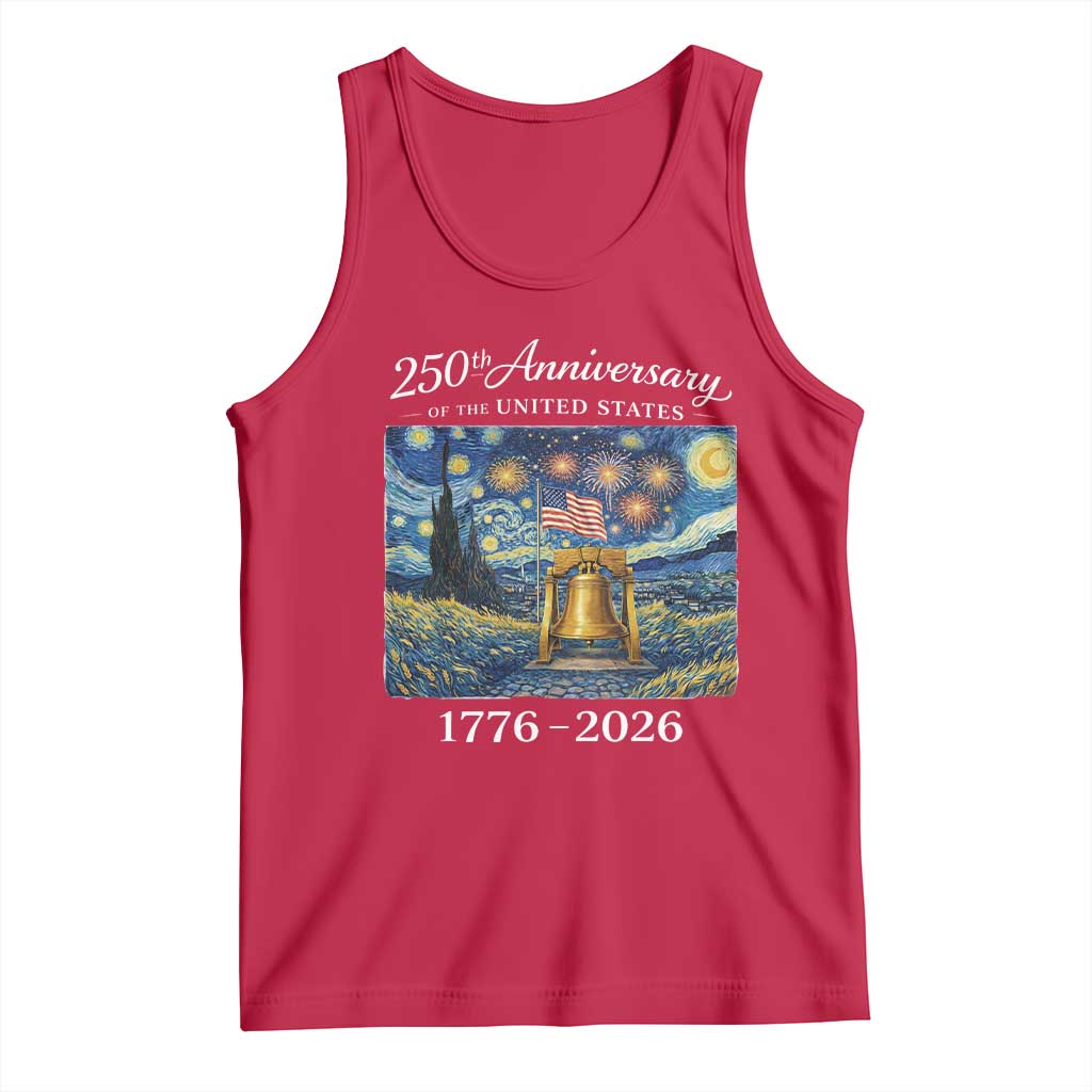 USA 250th Anniversary Tank Top Liberty Bell 17762026 Patriotic American Flag Starry Night TS14 Red Print Your Wear