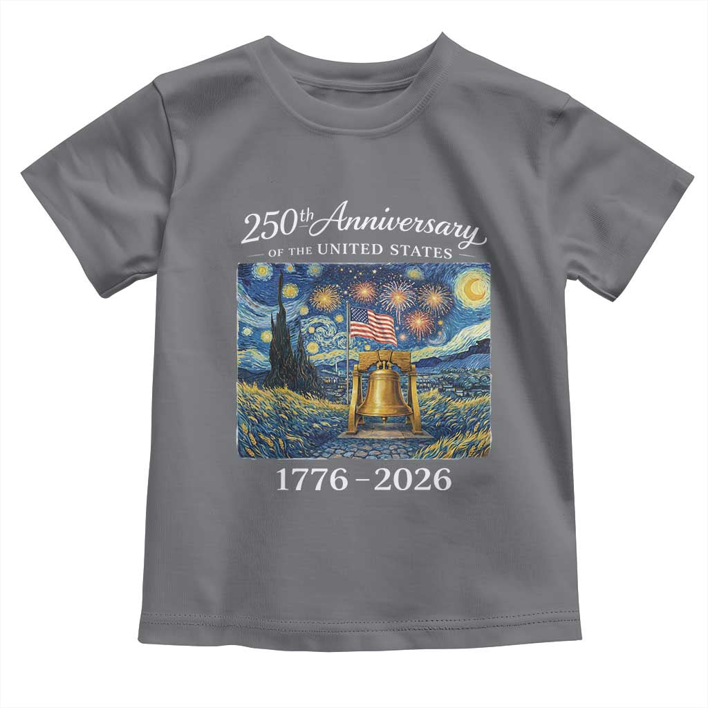 USA 250th Anniversary Toddler T Shirt Liberty Bell 17762026 Patriotic American Flag Starry Night TS14 Charcoal Print Your Wear
